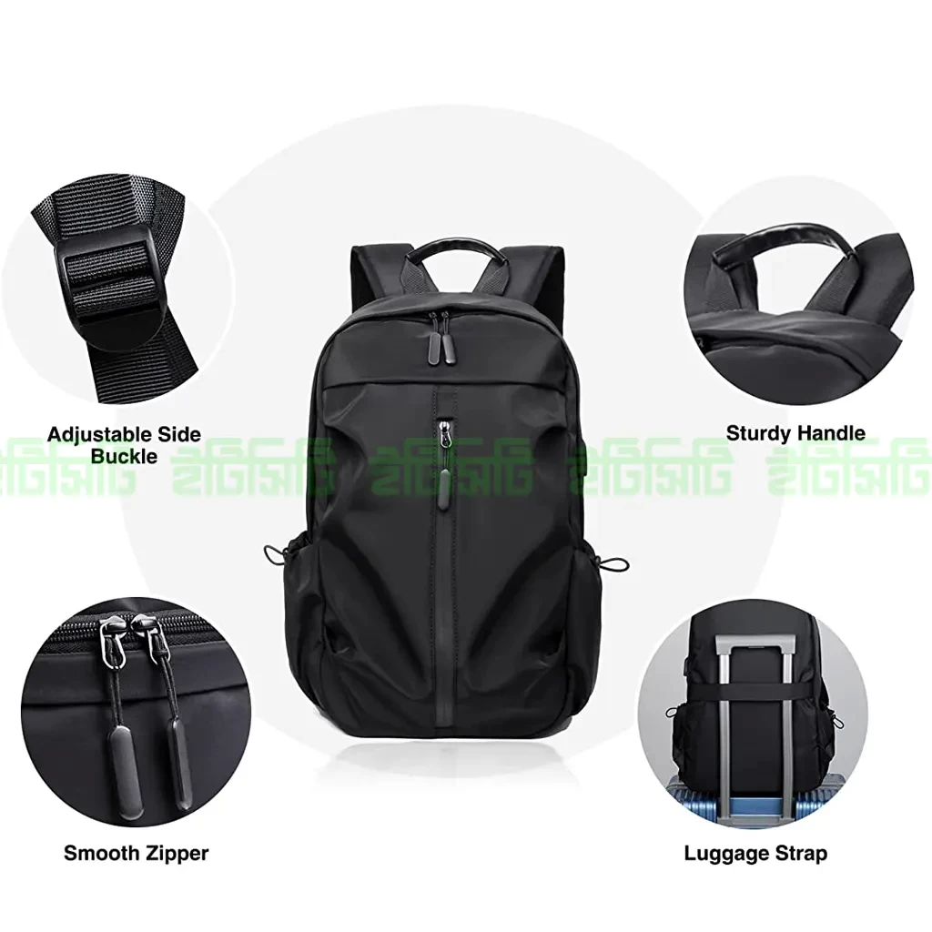Fashion Water Resistant Backpack With USB Port Black FA01MDBH - ETCT